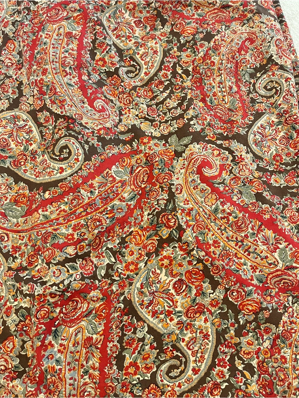 Pottery Barn Carrie King Duvet Cover 2 Curtain Panels Red Brown Multi Paisley - Picture 1 of 5